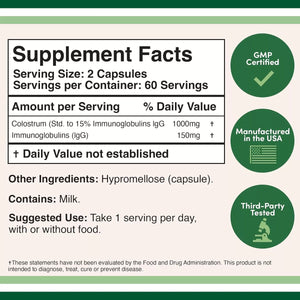 DOUBLE WOOD COLOSTRUM 1000 MG 120 CAPSULES