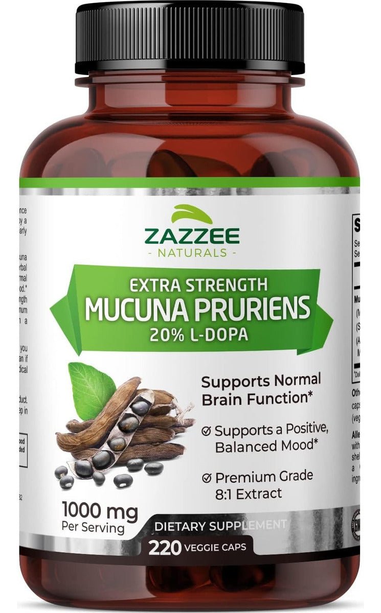 ZAZZEE NATURALS EXTRA STRENGTH MUCUNA PRURIENS 1000 MG 220 CAPSULES - Hi Vitamins