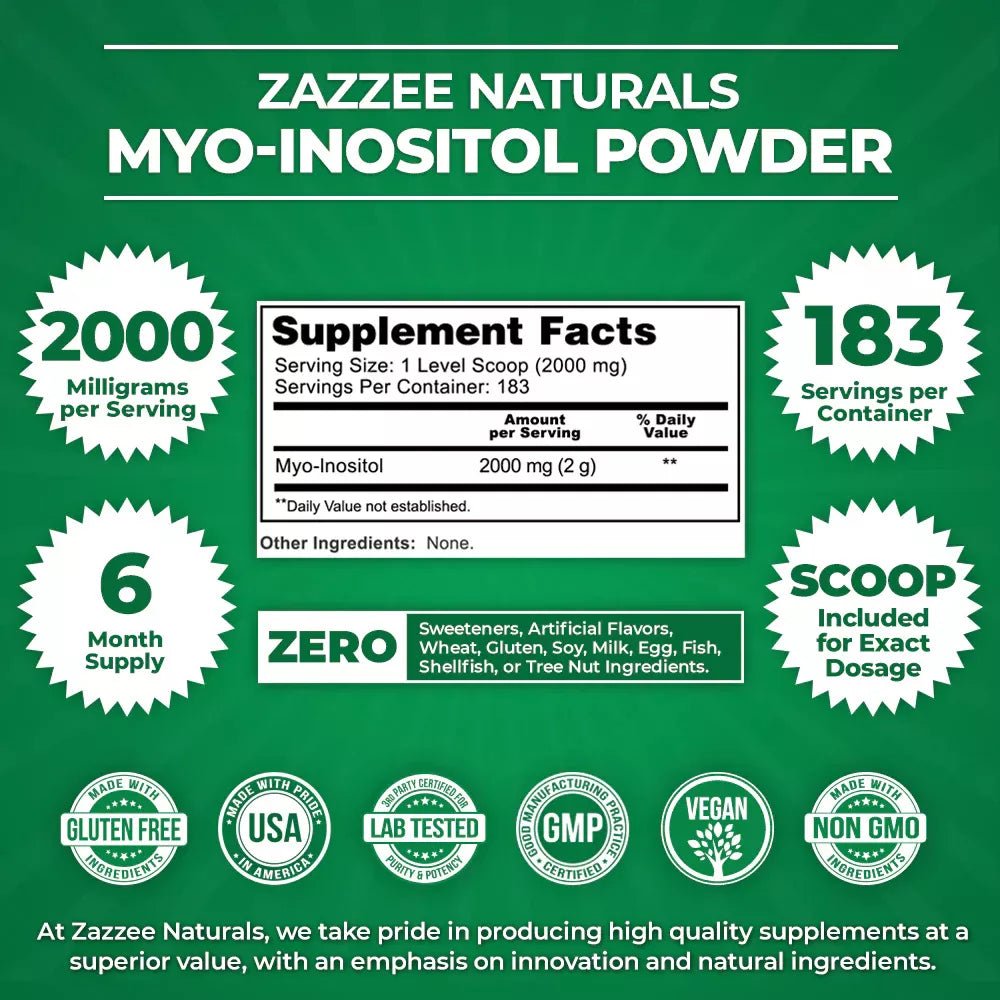 Zazzee Naturals Myo Inositol Powder 366 G - Hi Vitamins