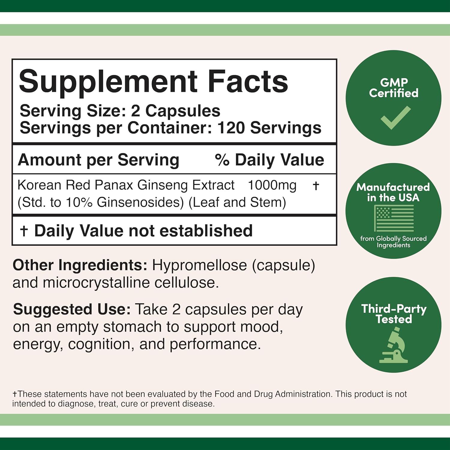 Double Wood Korean Panax Ginseng 1,000 Mg 240 Capsules