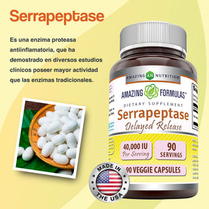 AMAZING FORMULAS SERRAPEPTASE 40000 IU 90 CAPSULAS