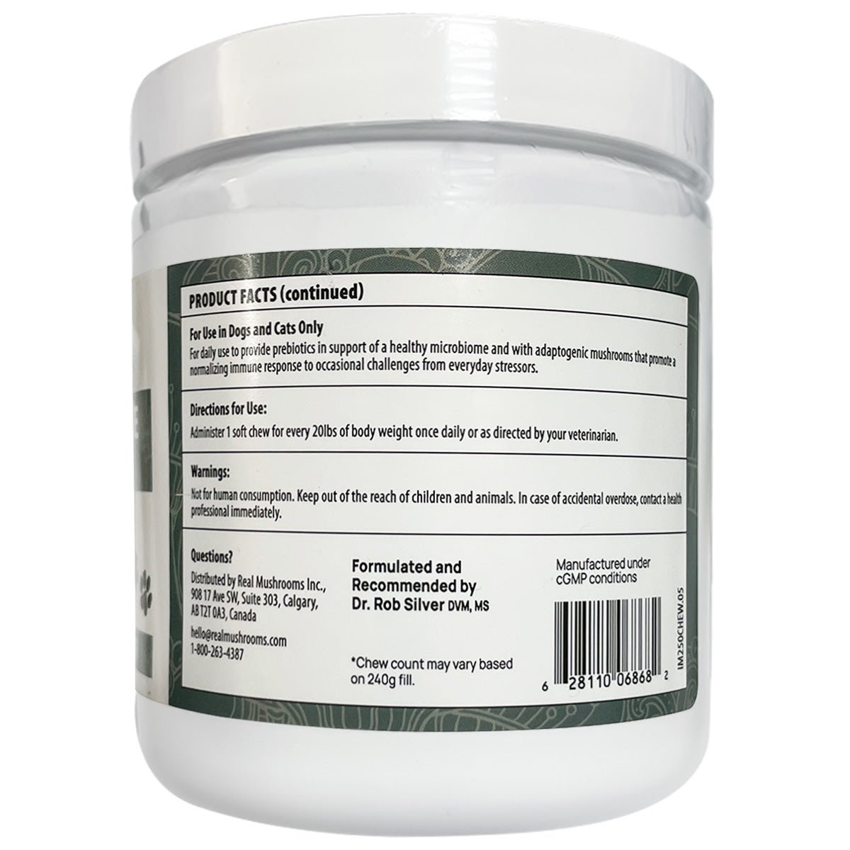 Real Mushrooms Immune para Mascotas 60 Soft Chews - Hi Vitamins