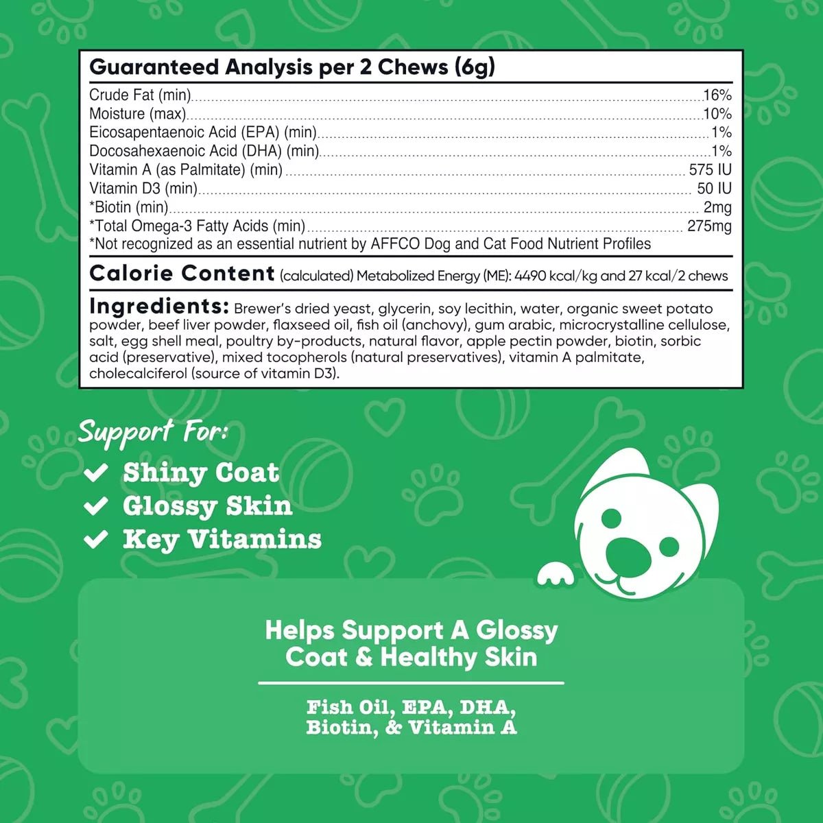 Nutricost Pet Skin & Coat Support 60 Chewables - Hi Vitamins