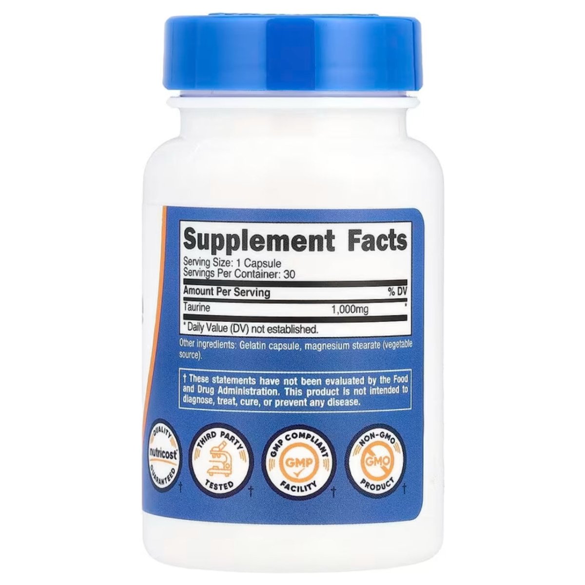 Nutricost Taurine 1,000 Mg 30 Cápsulas - Hi Vitamins