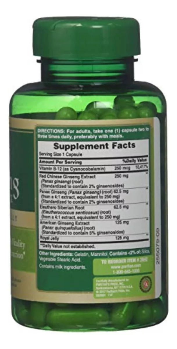 Puritan's Pride Ginseng Complex 1000 Mg 100 Cápsulas - Hi Vitamins
