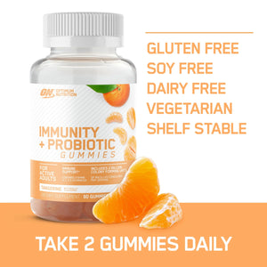 OPTIMUM NUTRITION IMMUNITY + PROBIOTIC GUMMIES TANGERINE 60 GUMMIES