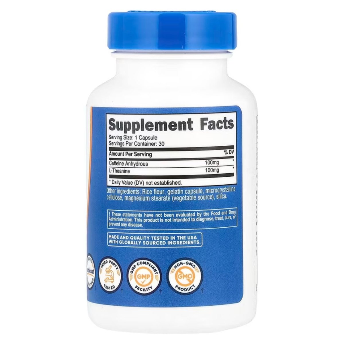 Nutricost Cafeína con L - Teanina 100 Mg 30 Cápsulas - Hi Vitamins