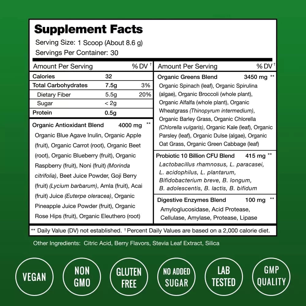 NUTRA CHAMPS SUPER GREENS POWDER SUPERFOOD 258 GRS