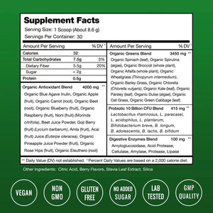 NUTRA CHAMPS • SUPER GREENS POWDER SUPERFOOD 255 GRS