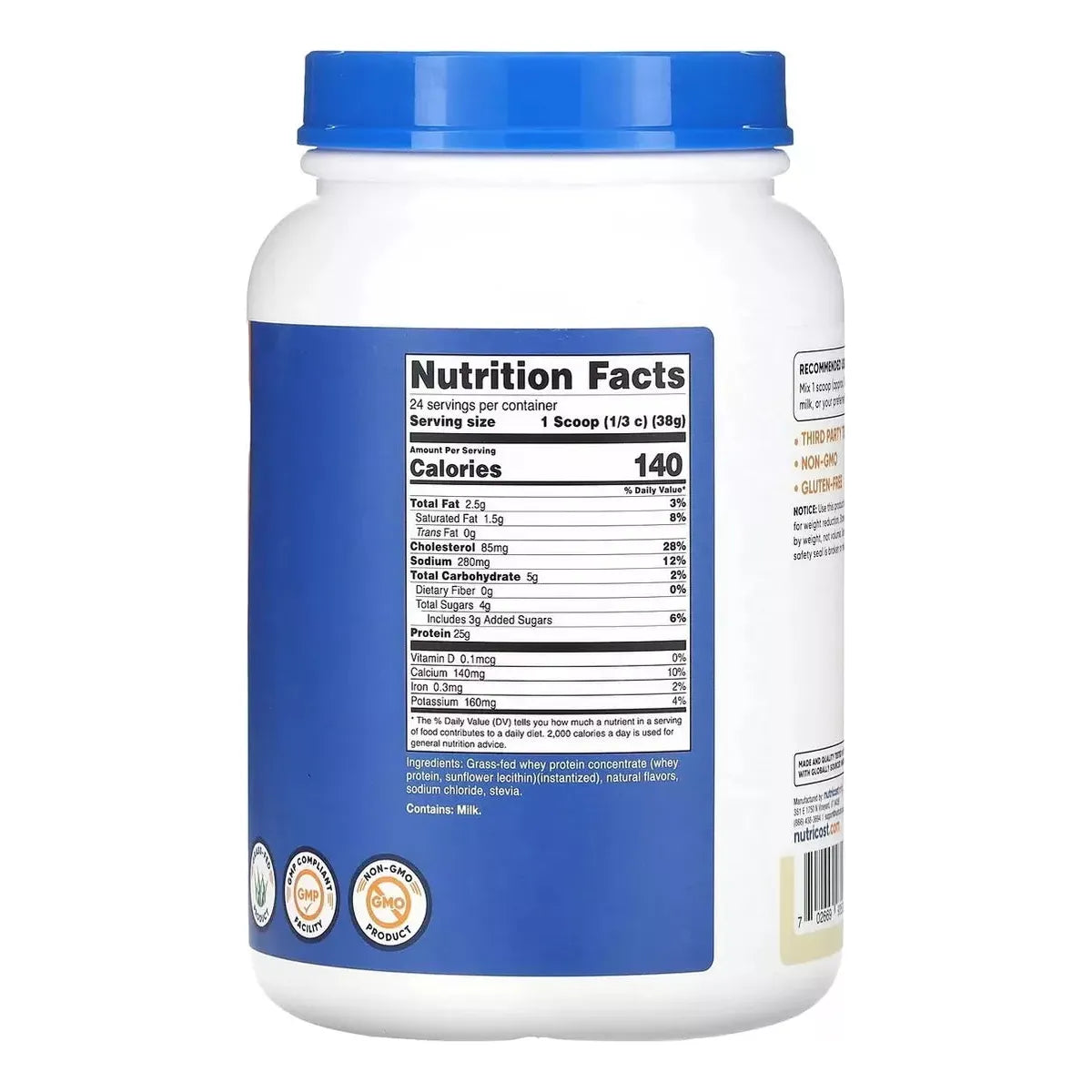 Nutricost Grass Fed Whey Protein Concentrate Vanilla 907 G