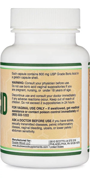 Double Wood Boric Acid 600 Mg Boric Acid 60 Capsules