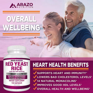 ARAZO NUTRITION RED YEAST RICE 1200 MG 120 CAPSULAS