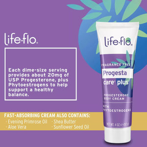 LIFE FLO PROGESTA CARE PLUS PROGESTERONE BODY CREAM 4 OZ 112 ML