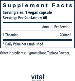 VITAL NUTRIENTS L-THEANINE 200MG 60 CAPSULES