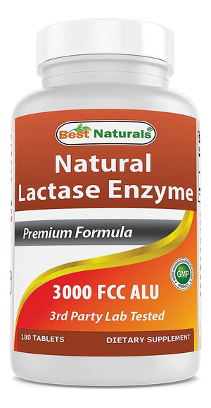 BEST NATURALS NATURAL LACTASE ENZYME 3000 FCC ALU 180 TABLETS