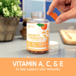 OPTIMUM NUTRITION IMMUNITY + PROBIOTIC GUMMIES TANGERINE 60 GUMMIES