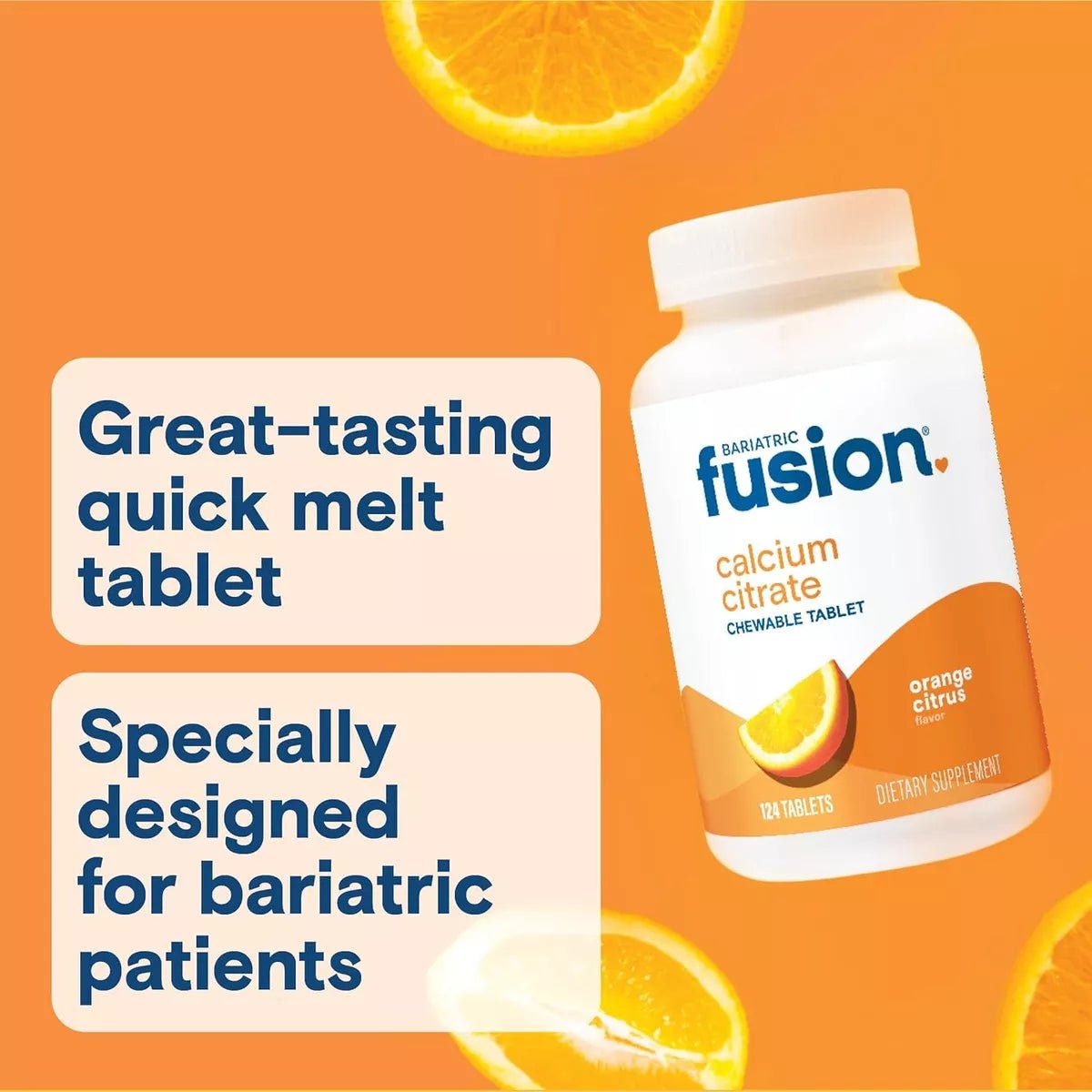 Bariatric Fusion Citrato de Calcio 124 Tabletas Sabor Naranja - Hi Vitamins