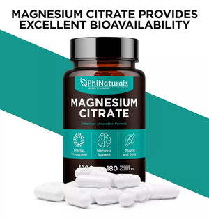 Phi Naturals Magnesium Citrate 400 Mg Magnesium 180 Caps