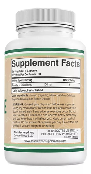 DOUBLE WOOD S-ACETIL L-GLUTATIONE 100MG 60 CAPSULES