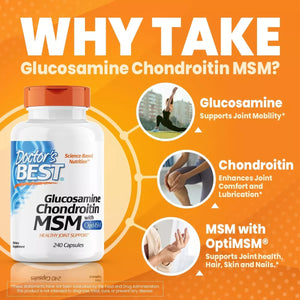 DOCTOR'S BEST GLUCOSAMINE CHONDROITIN MSM OPTIMSM 240 CAPSULES