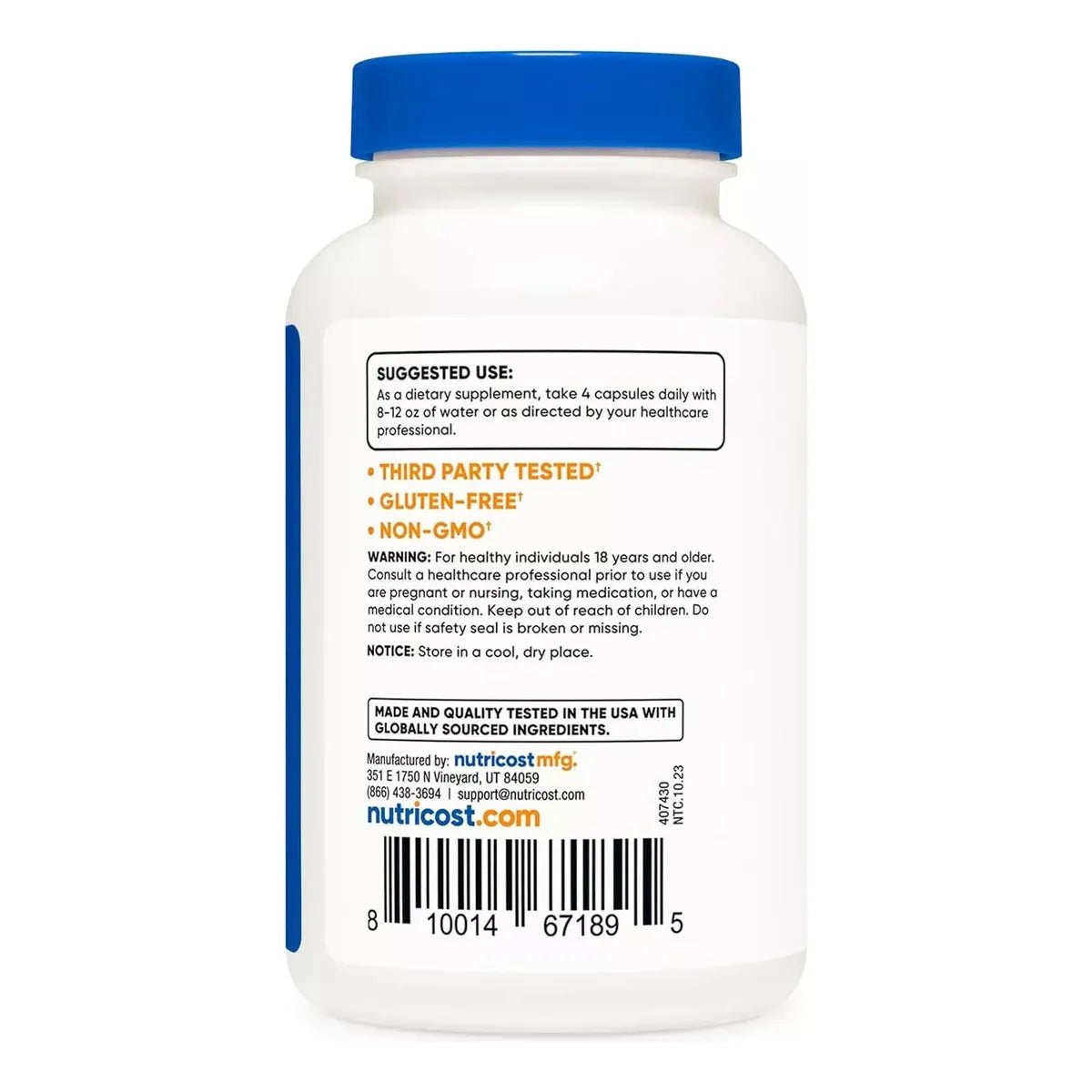 Nutricost Citrato De Magnesio 120 Cápsulas - Hi Vitamins