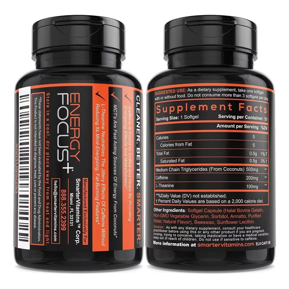 Smarter Vitamins Caffeine L - Theanine 50 Softgels - Hi Vitamins