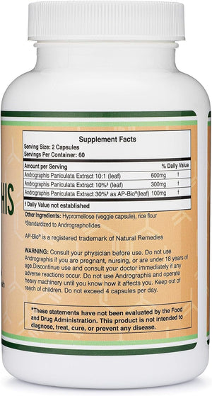 DOUBLE WOOD ANDROGRAPHIS 1,000 MG 120 CAPSULES