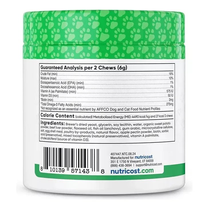 Nutricost Pet Skin & Coat Support 60 Chewables - Hi Vitamins