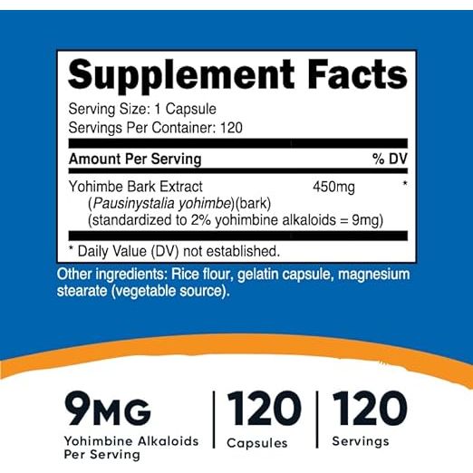 Nutricost® Extracto de Corteza de Yohimbe 9 Mg 120 Cápsulas - Hi Vitamins