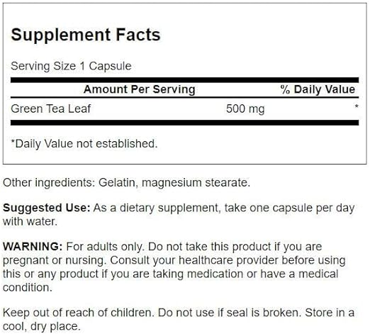 Swanson® Green Tea 500 Mg 30 Cápsulas - Hi Vitamins