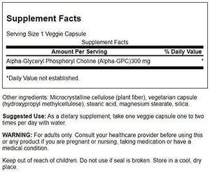 SWANSON ALPHA-GPC MEMORY SUPPORT 300 MG 60 CAPSULES