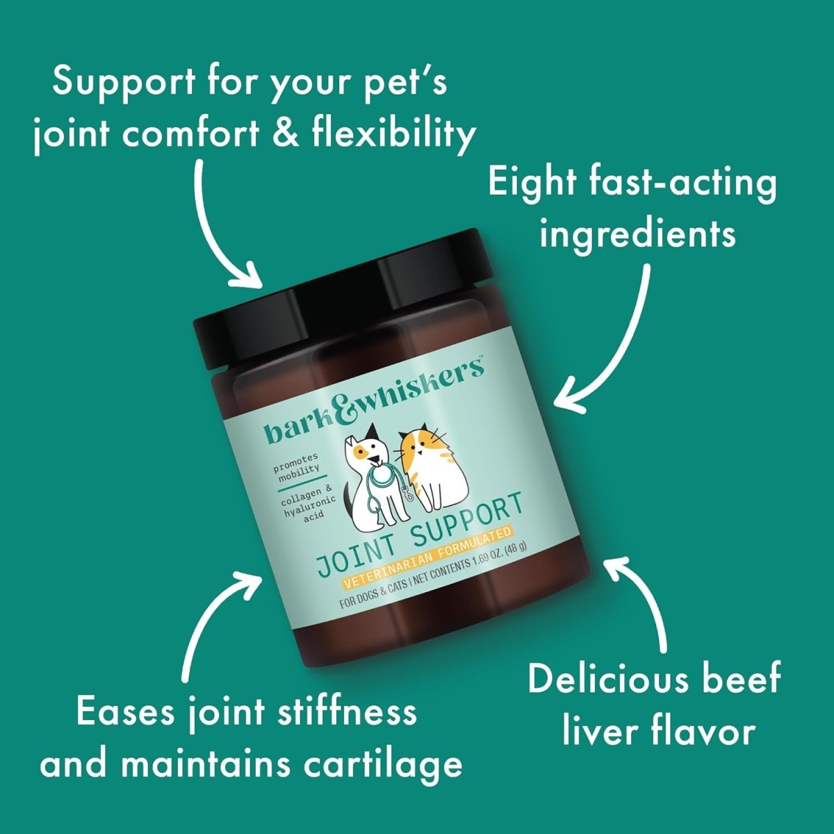 Bark & Whiskers Joint Support para Mascotas 1.69 Oz 48 G - Hi Vitamins