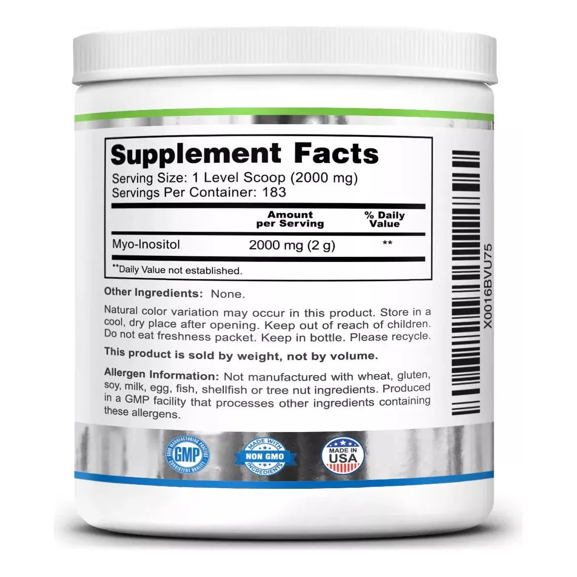 Zazzee Naturals Myo Inositol Powder 366 G - Hi Vitamins