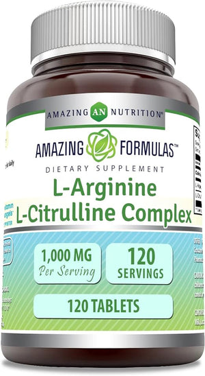 AMAZING FORMULAS L-ARGININE L-CITRULLINE 1000 MG 120 TABLETS