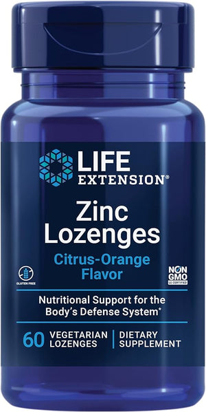 LIFE EXTENSION ZINC LOZENGES CITRUS ORANGE 60 VEGETARIAN LOZENGES