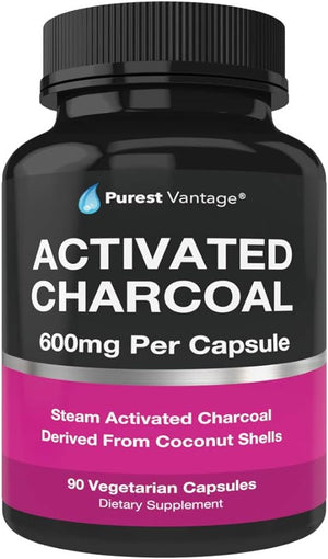 PURE ORGANIC ACTIVATED CHARCOAL 600 MG 90 CAPSULES