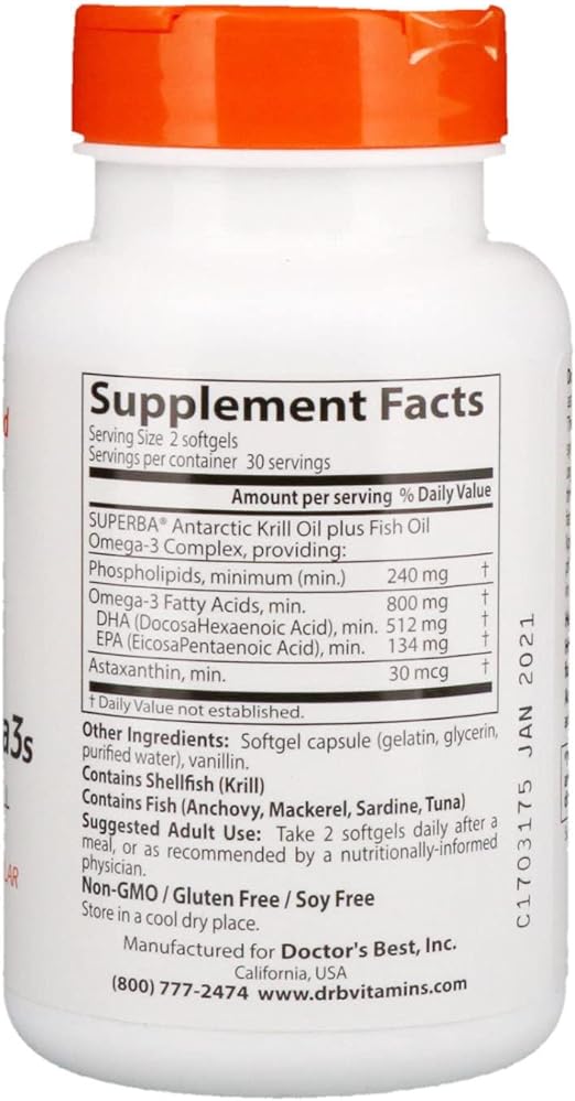 DOCTORS BEST KRILL PLUS WITH SUPERBA KRILL 60 SOFTGELS - Hi Vitamins