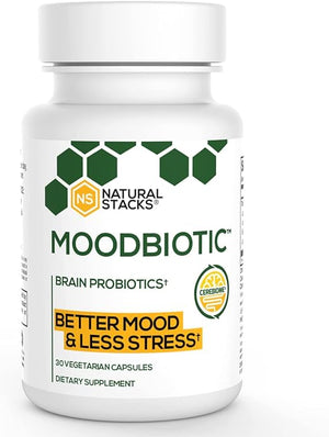 NATURAL STACKS® MOODBIOTIC BRAIN PROBIOTICS BETTER MOOD & LESS STRESS 30 CAPSULES