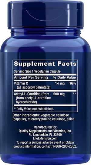 LIFE EXTENSION ACETYL L-CARNITINE 500MG 100 CAPSULES