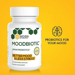 NATURAL STACKS® MOODBIOTIC BRAIN PROBIOTICS BETTER MOOD & LESS STRESS 30 CAPSULES