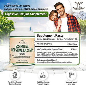 DOUBLE WOOD ESSENTIAL DIGESTIVE ENZYMES 800 MG 180 CAPSULES