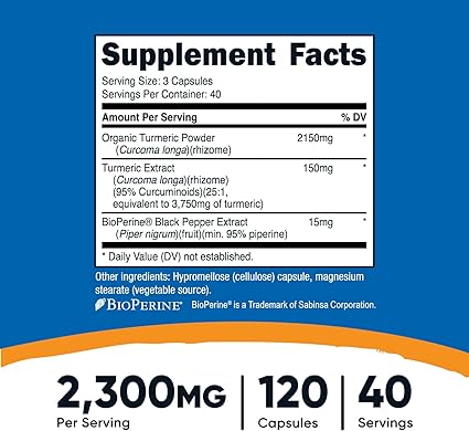 NUTRICOST® TURMERIC 2300 MG 120 CAPSULES - Hi Vitamins