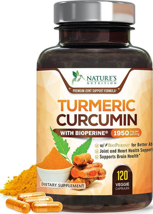 NATURES NUTRITION TURMERIC & GINGER 1950 MG 120 CAPSULAS