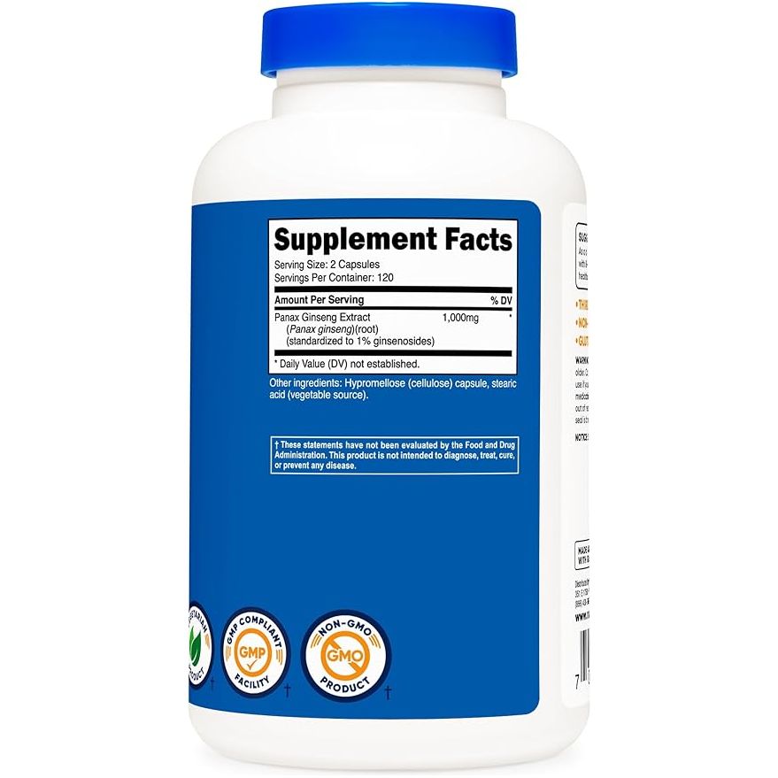 Nutricost ® Panax Ginseng 1000g 240 Cápsulas - Hi Vitamins