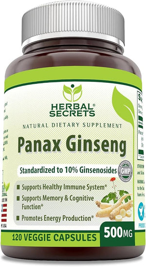 HERBAL SECRETS® PANAX GINSENG 500MG 120 CAPSULES