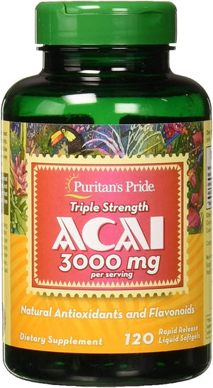 PURITANS PRIDE ACAI TRIPLE STRENGHT 3000 MG 120 SOFTGELS