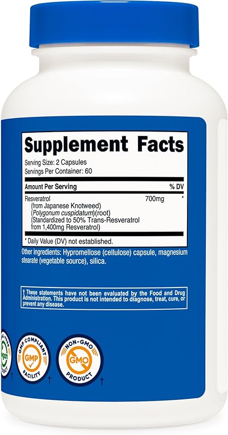 Nutricost® Resveratrol 700 Mg 120 Cápsulas - Hi Vitamins