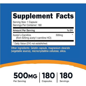 Nutricost ® Acetyl L-Carnitine 500mg 180 Capsules