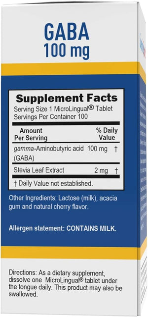 SUPERIOR SOURCE® GABA 100 MG 100 MICROLINGUAL TABLETS