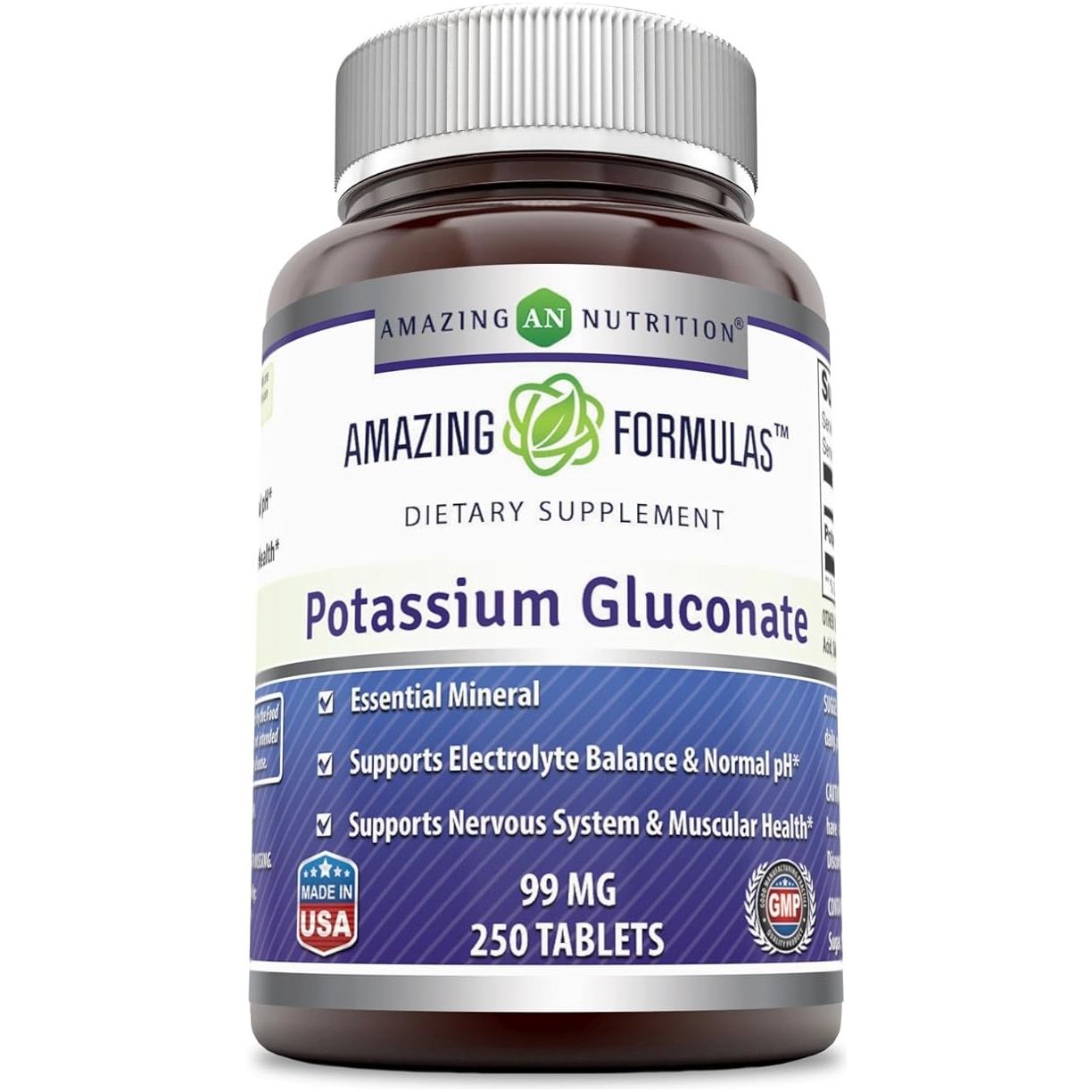 Amazing Formulas Gluconato de Potasio 99mg 250 Tabletas - Hi Vitamins